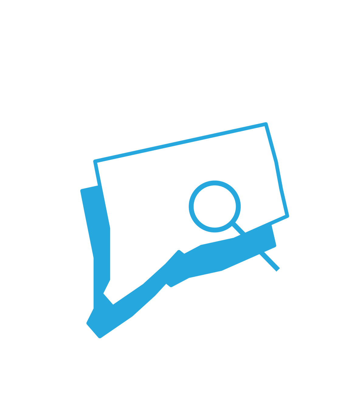 Outline of the State of Connecticut with a magnifying glass